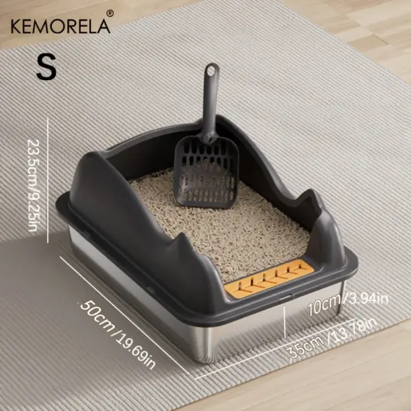KEMORELA Katzentoilette aus Edelstahl, extra große, hochseitige Katzentoilette aus Metall für große Katzen, antihaftbeschichtet, geruchshemmend, auslaufsicher - Image 8