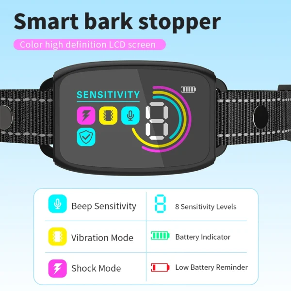 Dog Training Collar Automatic Anti Bark Dog Collar Type-C Rechargeable Dog Trainer Electric Shock Vibration Buzzer Waterproof - Image 4