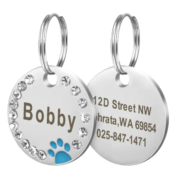 Personalisiertes Namensschild für Hunde und Katzen, glitzernde Strasssteine, Welpen, Kätzchen, Anti-Verlust-Haustierhalsband, Zubehör, kostenlose gravierte Haustierprodukte - Image 25