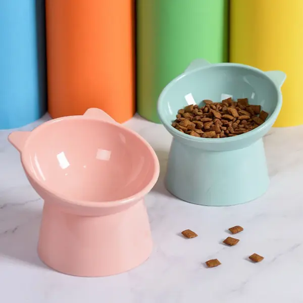 Haustier Katze Hunden apf hoher Fuß Hunden apf Hals schutz Katze Tiernahrung Wasserschale Anti-Umkippen binaural wasch bar Haustier Futters chale - Image 14