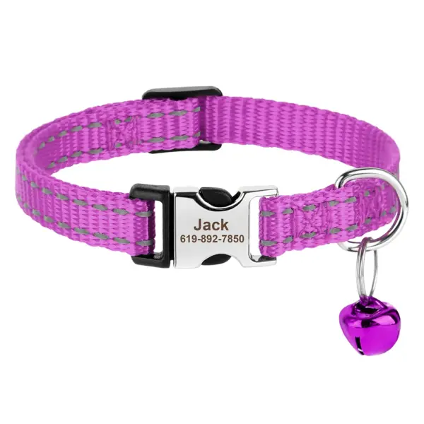 Personalisiertes bedrucktes Katzenhalsband, verstellbare Kätzchen-Welpenhalsbänder mit kostenlos graviertem ID-Namensschild, Glocke, Anti-Verlust-Katzenhalsbänder - Image 24