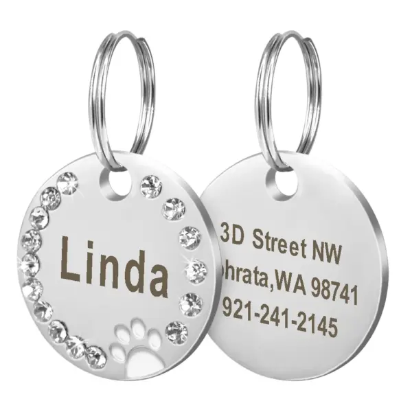 Personalisiertes Namensschild für Hunde und Katzen, glitzernde Strasssteine, Welpen, Kätzchen, Anti-Verlust-Haustierhalsband, Zubehör, kostenlose gravierte Haustierprodukte - Image 17