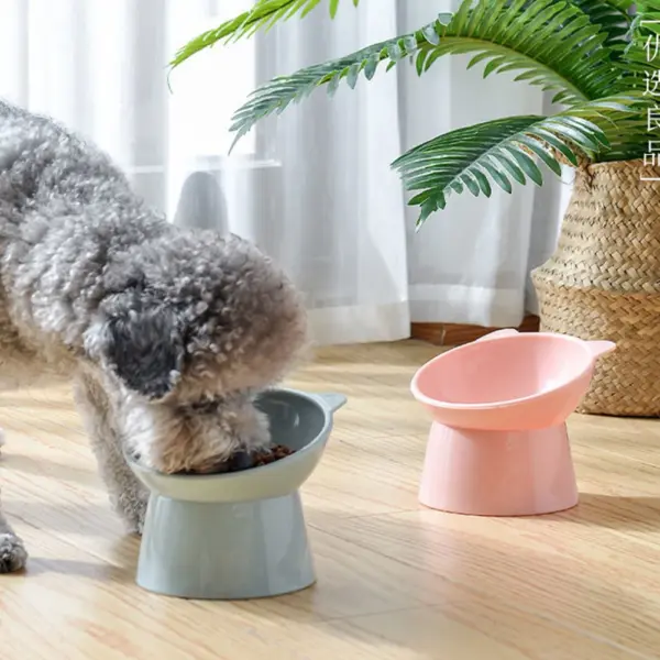 Haustier Katze Hunden apf hoher Fuß Hunden apf Hals schutz Katze Tiernahrung Wasserschale Anti-Umkippen binaural wasch bar Haustier Futters chale - Image 15