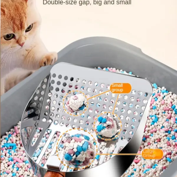 Katzenstreuschaufel aus Edelstahl 304, speziell für Katzen mit feinem Loch, großes Mineral-Sandschaufel, Kotartefakt aus Metall - Image 5
