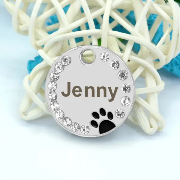 Personalisiertes Namensschild für Hunde und Katzen, glitzernde Strasssteine, Welpen, Kätzchen, Anti-Verlust-Haustierhalsband, Zubehör, kostenlose gravierte Haustierprodukte - Image 30