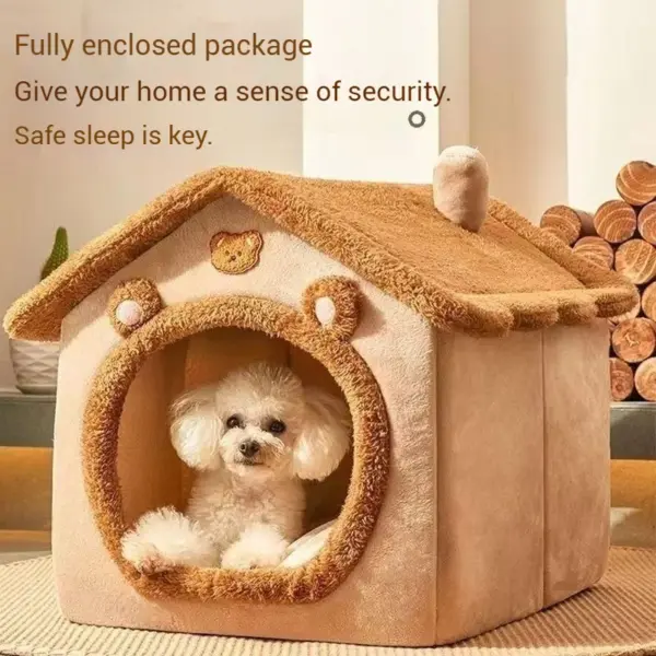 Warmes Hundehaus für den Innenbereich, weiches Haustierbett, Zelthaus, Hundehütte, Katzenbett mit abnehmbarem Kissen, geeignet für kleine, mittelgroße und große Haustiere - Image 10