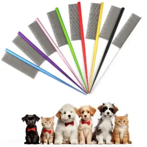 Welpen-Pflegekamm, Groomer für Hunde, Metall-Groomer, Haustierkämme, Haarbürste, Katzen- und Hundepflegekämme, scharfe Schwanzreihe für Hunde und Katzen