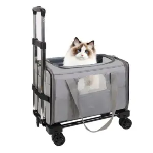Haustier Trolley Tasche abnehmbarer Roll träger für kleine Hunde Katzen tragbare Reise träger mit Teleskop griff und Schulter gurt