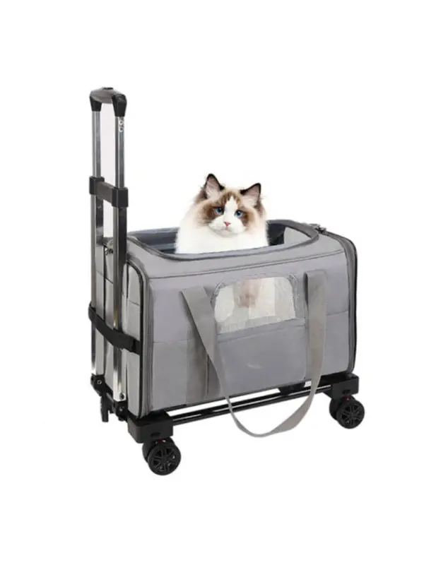 Haustier Trolley Tasche abnehmbarer Roll träger für kleine Hunde Katzen tragbare Reise träger mit Teleskop griff und Schulter gurt