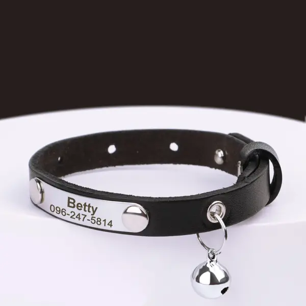 Personalisiertes Katzenhalsband, verstellbares Leder, Haustier-Katzenhalsbänder, Halskette, individuelle Namenshalsbänder für Welpen und Kätzchen, Anti-Verlust-Katzen-Zubehör - Image 10