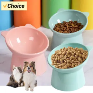 Haustier Katze Hunden apf hoher Fuß Hunden apf Hals schutz Katze Tiernahrung Wasserschale Anti-Umkippen binaural wasch bar Haustier Futters chale