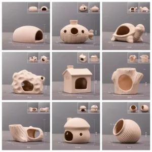 Ceramic Aquarium Decor - Fish Tank Landscape with Breeding Cave, Shrimp Farm Spawning Pot & Flower Pot for Aquatic Display