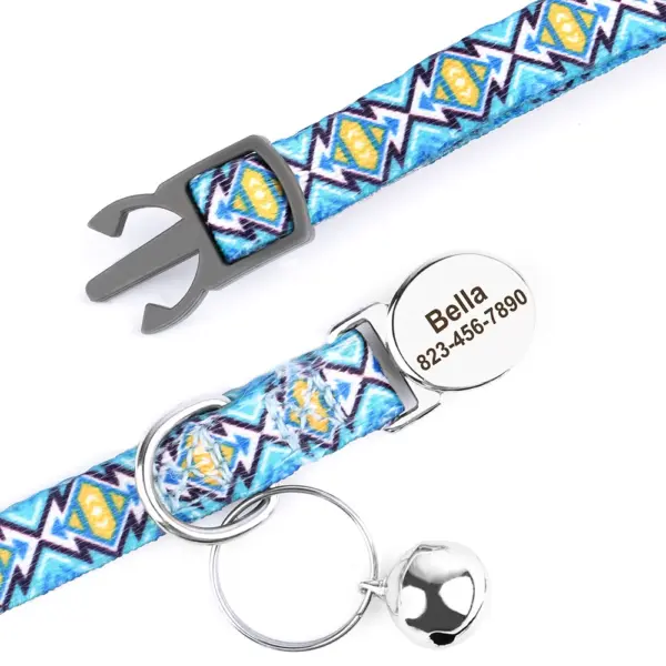 Personalisiertes bedrucktes Katzenhalsband, verstellbare Kätzchen-Welpenhalsbänder mit kostenlos graviertem ID-Namensschild, Glocke, Anti-Verlust-Katzenhalsbänder - Image 27