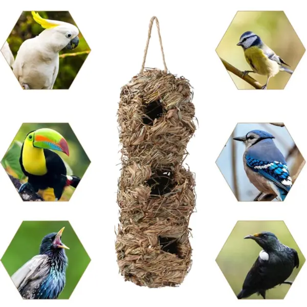 1pc Natürliche Handgemachte Stroh Vogel Nest Taube Haus Papagei Nest Warme Haustier Schlafzimmer Hof Kleine Tier Vogel Käfige - Image 5