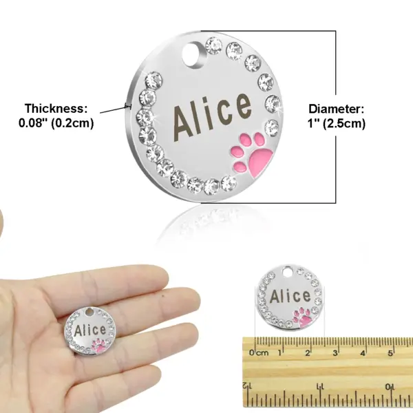Personalisiertes Namensschild für Hunde und Katzen, glitzernde Strasssteine, Welpen, Kätzchen, Anti-Verlust-Haustierhalsband, Zubehör, kostenlose gravierte Haustierprodukte - Image 28