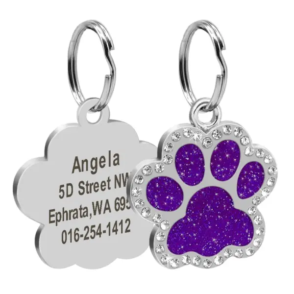 Personalisiertes Namensschild für Hunde und Katzen, glitzernde Strasssteine, Welpen, Kätzchen, Anti-Verlust-Haustierhalsband, Zubehör, kostenlose gravierte Haustierprodukte - Image 9