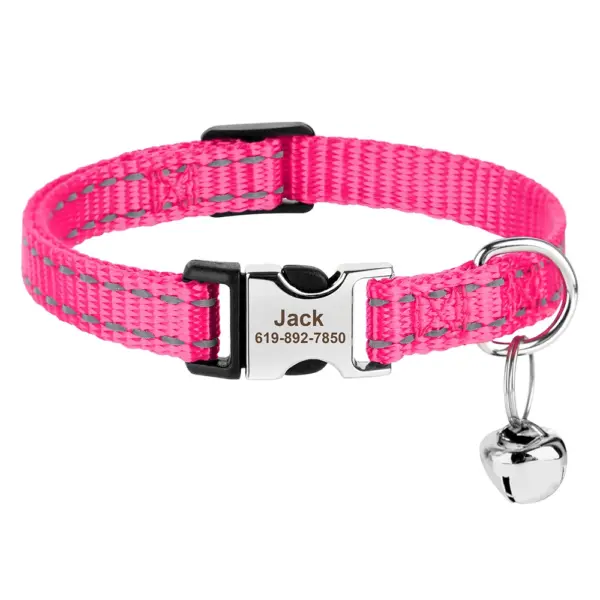 Personalisiertes bedrucktes Katzenhalsband, verstellbare Kätzchen-Welpenhalsbänder mit kostenlos graviertem ID-Namensschild, Glocke, Anti-Verlust-Katzenhalsbänder - Image 23