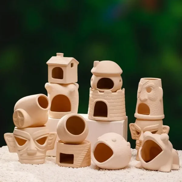 Ceramic Aquarium Decor - Fish Tank Landscape with Breeding Cave, Shrimp Farm Spawning Pot & Flower Pot for Aquatic Display - Image 5