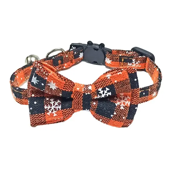 Haustier Breakaway Katzenhalsband Fliege und Glocke Niedliches kariertes Weihnachtsrotes elastisches verstellbares Hundehalsband mit Schärpe Kleine Glocke für Katzen - Image 21