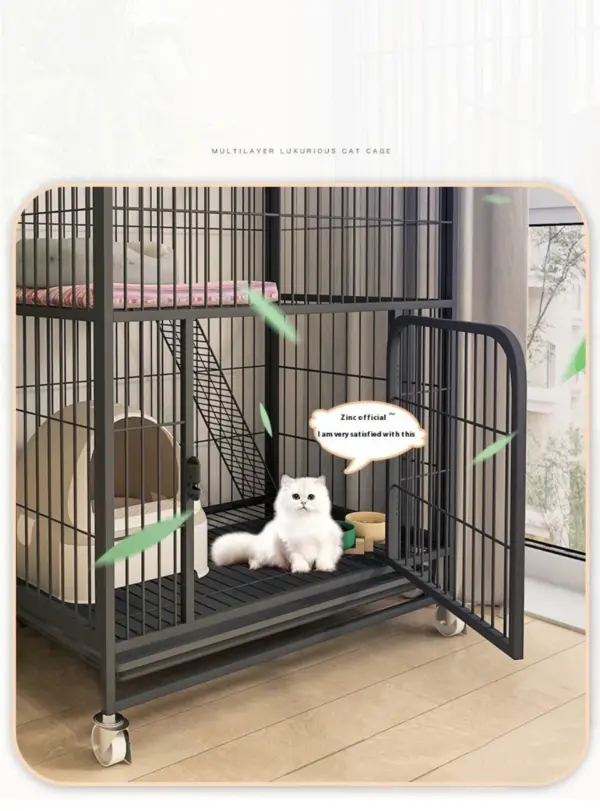 Katzen käfig Villa Hund Haustier Hunde käfige Haus auslaufs ichere Pfanne Metall Hunde kiste mit Tür abnehmbare Tablett Zwinger auf Rädern Haustier möbel - Image 18