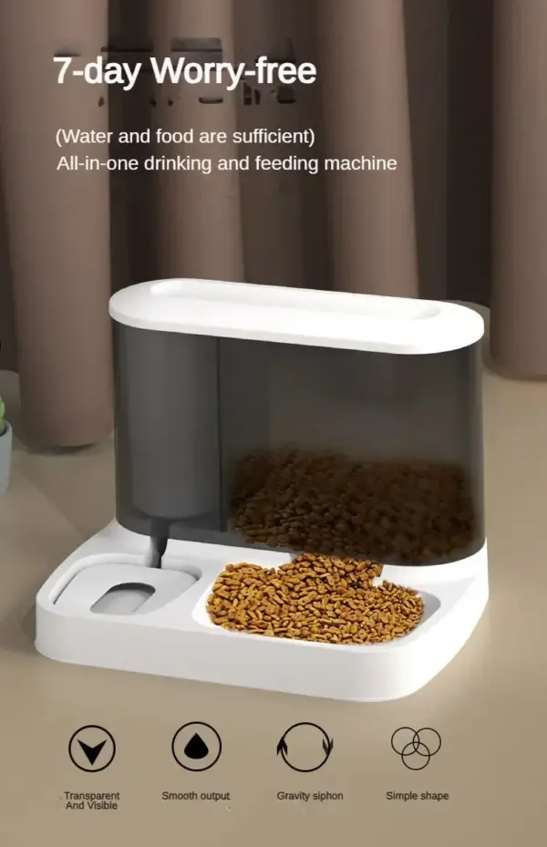 2-in-1-Aufbewahrungsbehälter für Haustiere, automatischer Futterspender für trockene Lebensmittel, großer sichtbarer Wasserbrunnen für Haustiere, automatischer Futterspender für Haustiere - Image 8