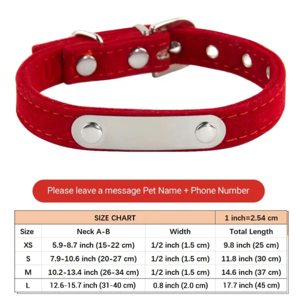 Personalisiertes Katzenhalsband aus weichem Samt, Welpen-Halskettenhalsbänder für Katzen, kleiner Hund, Kätzchen-Zubehör, individueller ID-Name, kostenlose Gravur - Image 8