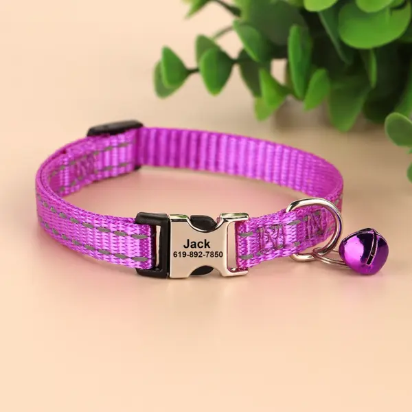 Personalisiertes bedrucktes Katzenhalsband, verstellbare Kätzchen-Welpenhalsbänder mit kostenlos graviertem ID-Namensschild, Glocke, Anti-Verlust-Katzenhalsbänder - Image 40