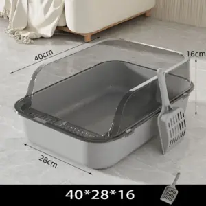 2025, neue Katzen-Sandkasten, Katzentoilette, große Kapazität, offene Katzentoilette, Kunststoff, spritzwassergeschützt, Katzentoilette, Bettpfanne, Reinigung, Badebecken, S