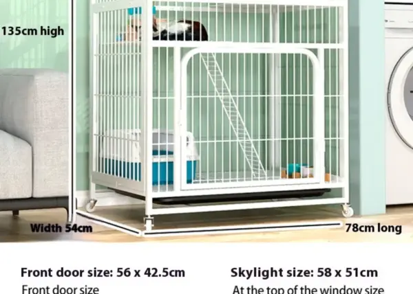 Katzen käfig Villa Hund Haustier Hunde käfige Haus auslaufs ichere Pfanne Metall Hunde kiste mit Tür abnehmbare Tablett Zwinger auf Rädern Haustier möbel - Image 35