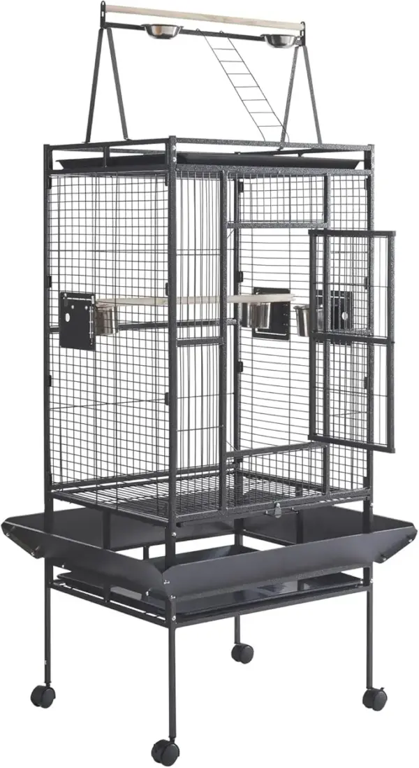 Große Vogelkäfige, Papageienkäfig, breiter Flugkäfig aus Metall für Wellensittiche, Sittiche, Sittiche, mit rollenden Ständerrädern - Image 7
