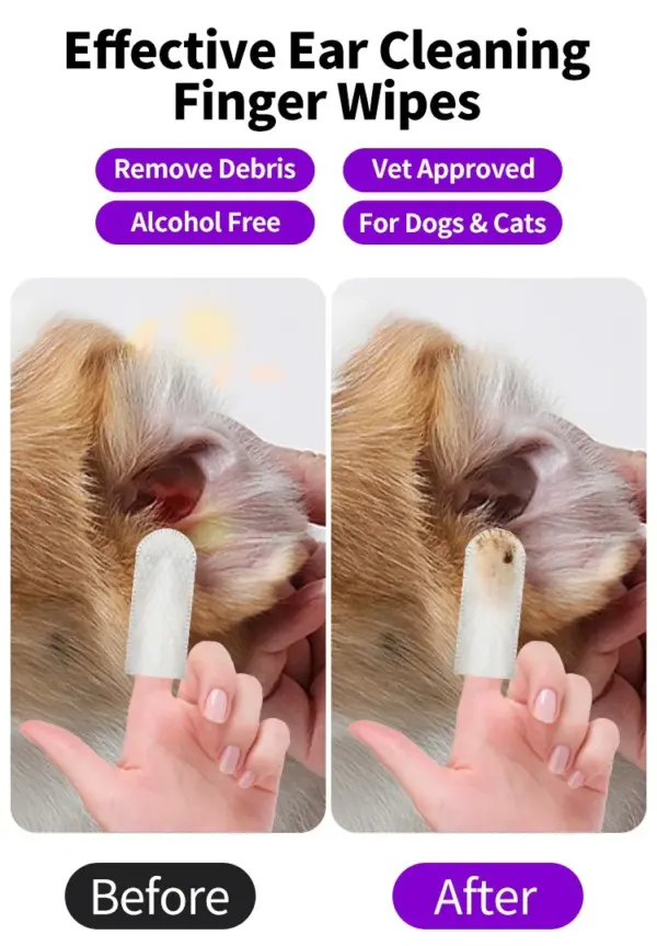 Reinigungsprodukte für Haustiere. Ohrenreinigungstücher. Fingerspitzen zur Ohrenpflege. Ohrmilbenentfernung. Ohrenreinigungsprodukte für Katzen und Hunde - Image 9