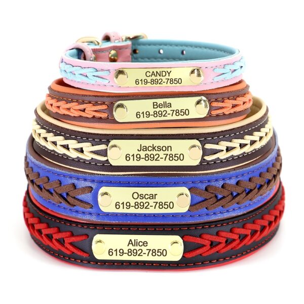 Personalized Engraved Braided Dog ID Tag Collar - Adjustable, Customizable with Name & Contact Info for Small to Large Breeds (Pitbull, French Bulldog) - Red & Black Design, Dog Collar | Stylish Dog Collar | Dog Collar - Image 6
