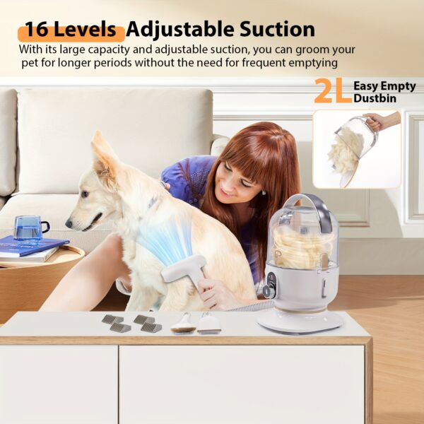 HUFY Pet Grooming Vacuum, Pet Grooming Kit & Vacuum Suction 99% Pet Hair, Dog Vacuum for Shedding Grooming, Low Noise Dog Hair Remover for Shedding Grooming Dogs Cats - Image 4