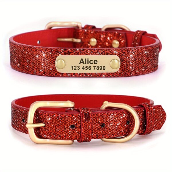 Bling Customized Dog Collar Anti-Lost Glitter ID Dog Collar Adjustable Pet Puppy Collar For Small Medium Dog Ji Doll Pug - Image 27