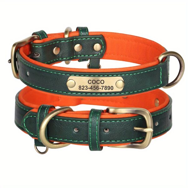 [Custom Dog Collar] Soft Padded Custom Engraved Dog Collar with ID Nameplate - Adjustable Pet Collars for Small to Large Dogs - Solid Pattern, Durable Material, Personalized - Image 30