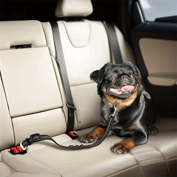 Durable Nylon Dog Seat Belt - Adjustable Car Safety Harness with Leash for Secure Travel - Image 3