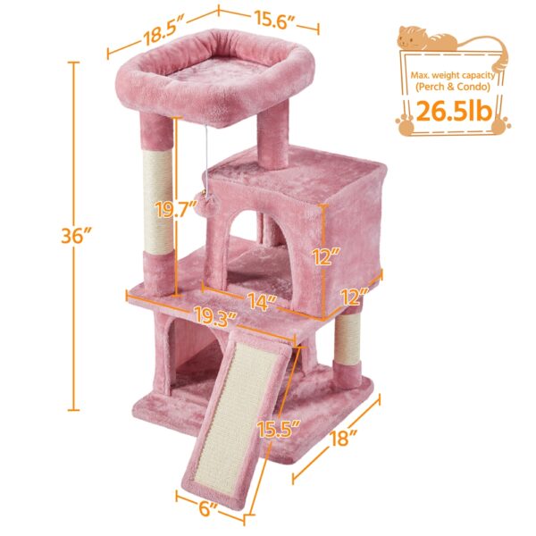 Costoffs 36'' Cat Tree Multilevel Cat Tower with Extra Large Perch & Scratching Posts & Scratching Board for Indoor Cats/ Kittens - Image 9