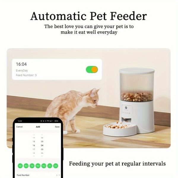 Intelligent Automatic Cat Feeder, 4 Liter Timed Cat Dry Food Dispenser, Timed Dosing, Anti Clogging, Automatic Pet Feeder for Cats and Dogs, Automatic Cat and Dog Feeder, Ideal Gift for Cat Owners - Image 8