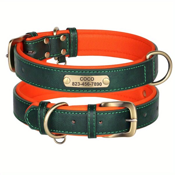[Custom Dog Collar] Soft Padded Custom Engraved Dog Collar with ID Nameplate - Adjustable Pet Collars for Small to Large Dogs - Solid Pattern, Durable Material, Personalized - Image 18