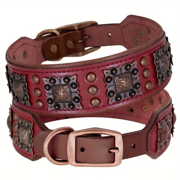 Heavy Duty Studded Leather Dog Collar for Medium and Large Dogs - Durable and Comfortable - Image 9