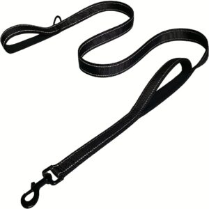 Heavy-Duty Reflective Dog Leash with Dual Handles for Medium and Large Dogs - Improved Control and Visibility During Walks