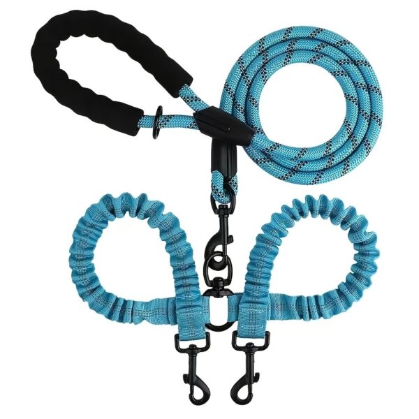 Two Dog 360 Swivel No Tangle Double Shock Absorbing Reflective Bungee Training Leashes, Double Dog Leashes for Walking - Image 10