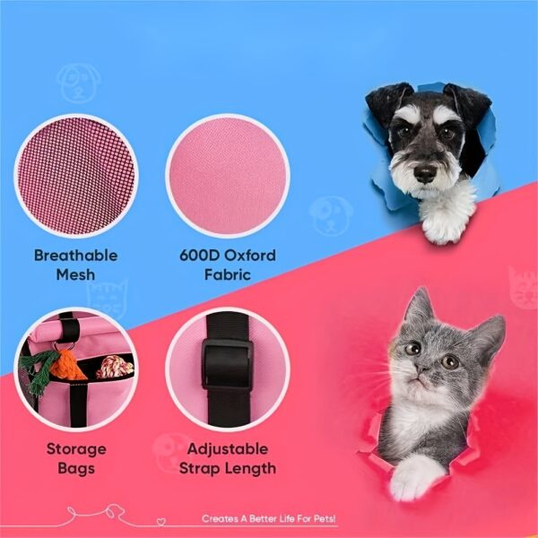 Pet Car Booster Seat For Dog Cat Portable And Breathable Bag With Seat Belt Dog Carrier Safety Stable For Travel Look Out With Clip On Leash With PVC Tube Christmas Gift - Image 10