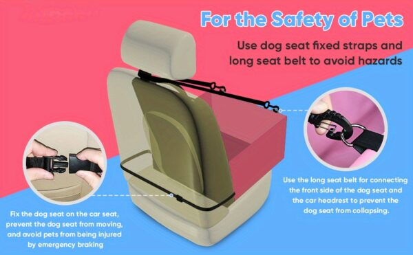 Pet Car Booster Seat For Dog Cat Portable And Breathable Bag With Seat Belt Dog Carrier Safety Stable For Travel Look Out With Clip On Leash With PVC Tube Christmas Gift - Image 20