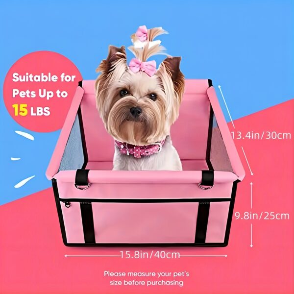 Pet Car Booster Seat For Dog Cat Portable And Breathable Bag With Seat Belt Dog Carrier Safety Stable For Travel Look Out With Clip On Leash With PVC Tube Christmas Gift - Image 2
