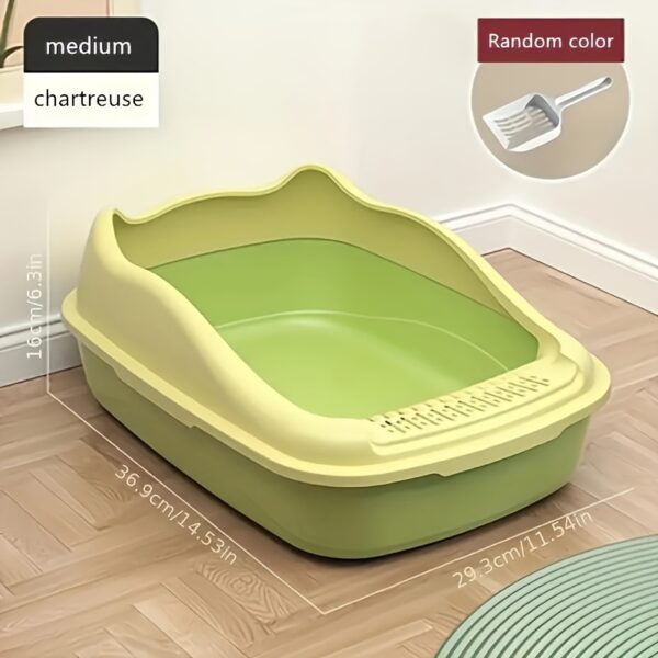 1pc Cat Litter Box, Oversized Semi Enclosed Cat Toilet, Anti Sand Small Kitten Litter Box - Image 9