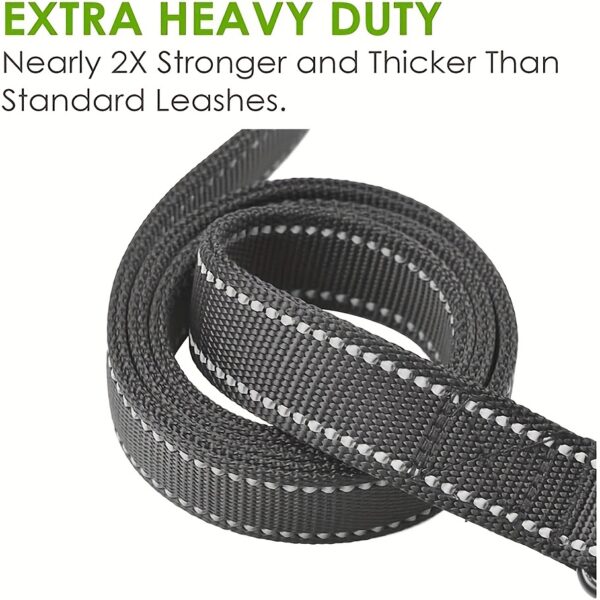 Heavy-Duty Reflective Dog Leash with Dual Handles for Medium and Large Dogs - Improved Control and Visibility During Walks - Image 6