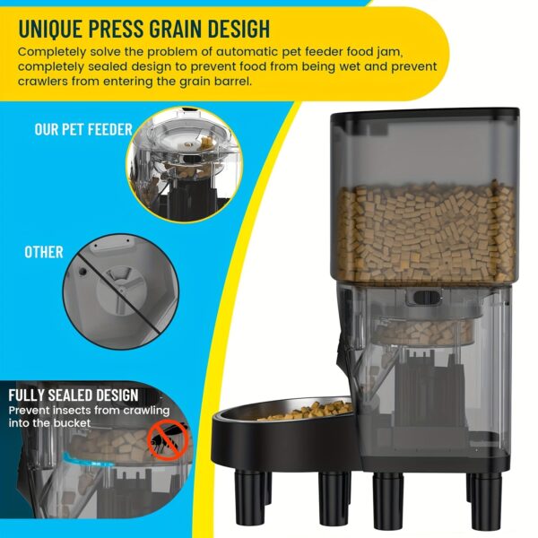 Elevated Automatic Cat Feeders, 19 Cup Timer Dry Food Dispenser for Cats and Dogs Pets with Desiccant Bag, Dog Feeder with Portion Control, Voice Recorder, 1 Pack - Image 8