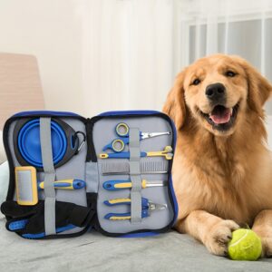 Baisher 8pcs Pet Grooming Kit For Dogs & Cats - Includes Detangling Comb, Nail Clippers, File, Deshedding Brush, And More - Silicone Bristles, Non-Electric Dog Grooming Supplies Dog Grooming Equipment
