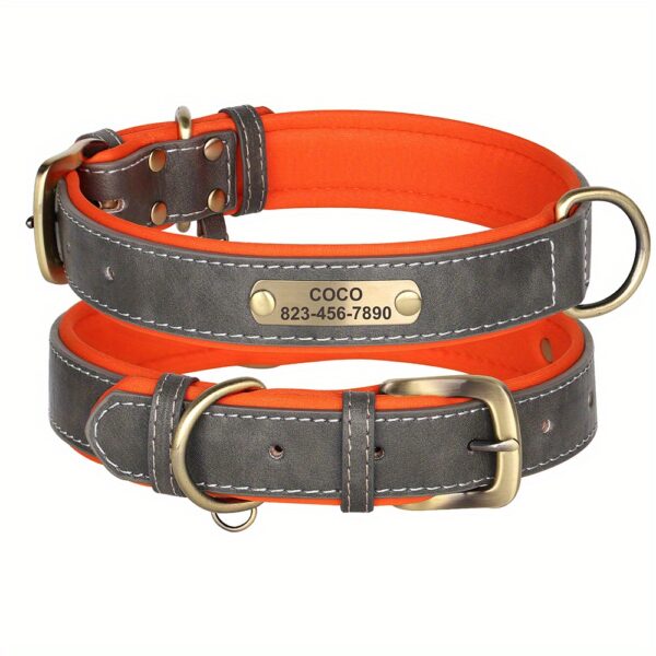 [Custom Dog Collar] Soft Padded Custom Engraved Dog Collar with ID Nameplate - Adjustable Pet Collars for Small to Large Dogs - Solid Pattern, Durable Material, Personalized - Image 17